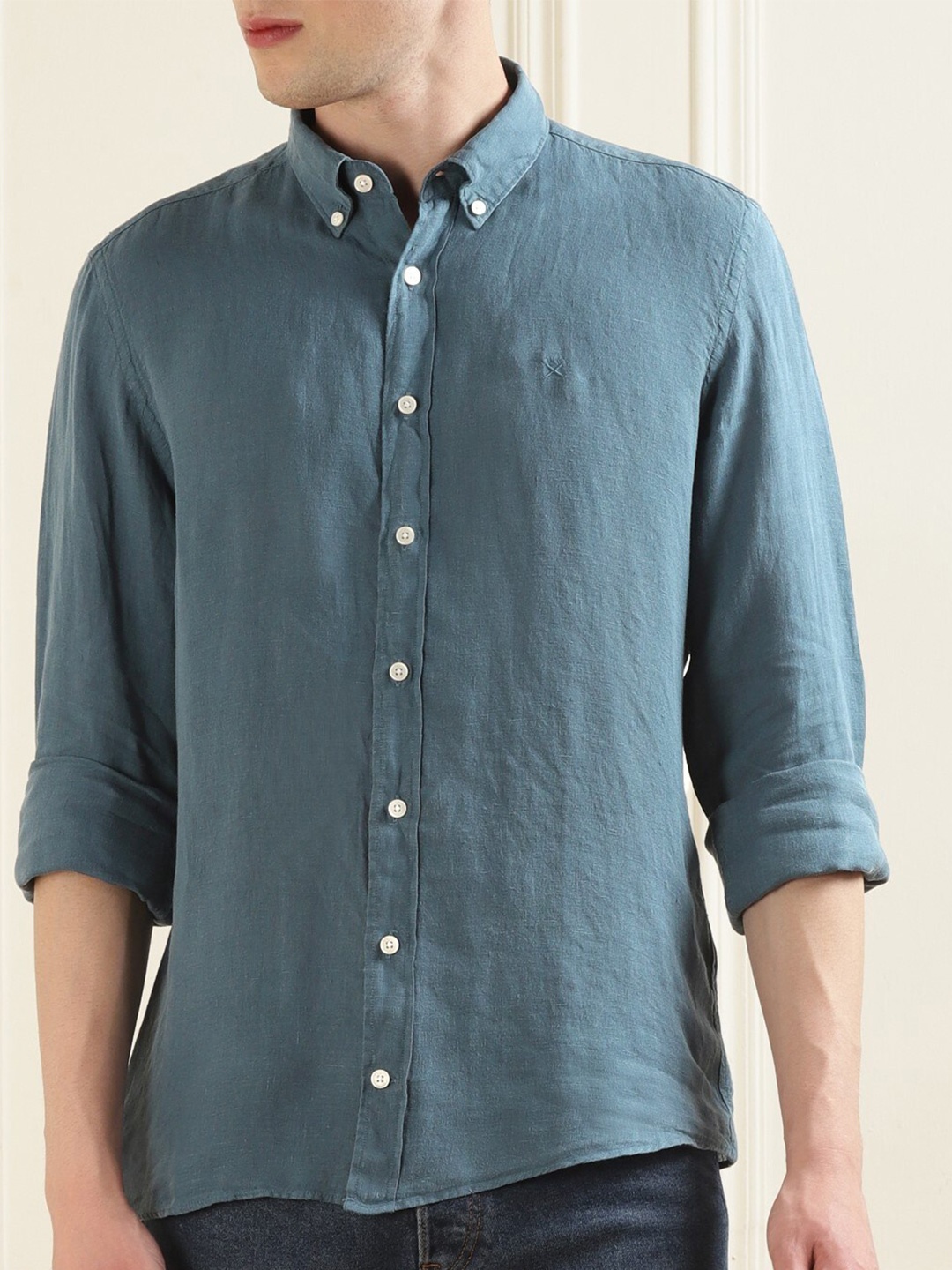 

HACKETT LONDON Button-Down Collar Long Sleeves Pure Cotton Casual Shirt, Teal