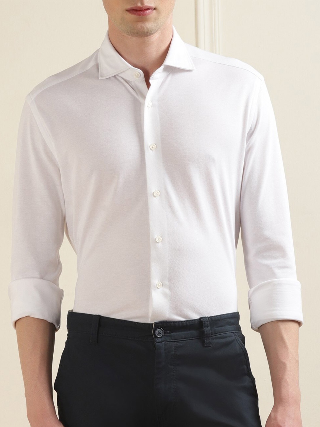 

HACKETT LONDON Cutaway Collar Long Sleeves Pure Cotton Formal Shirt, White