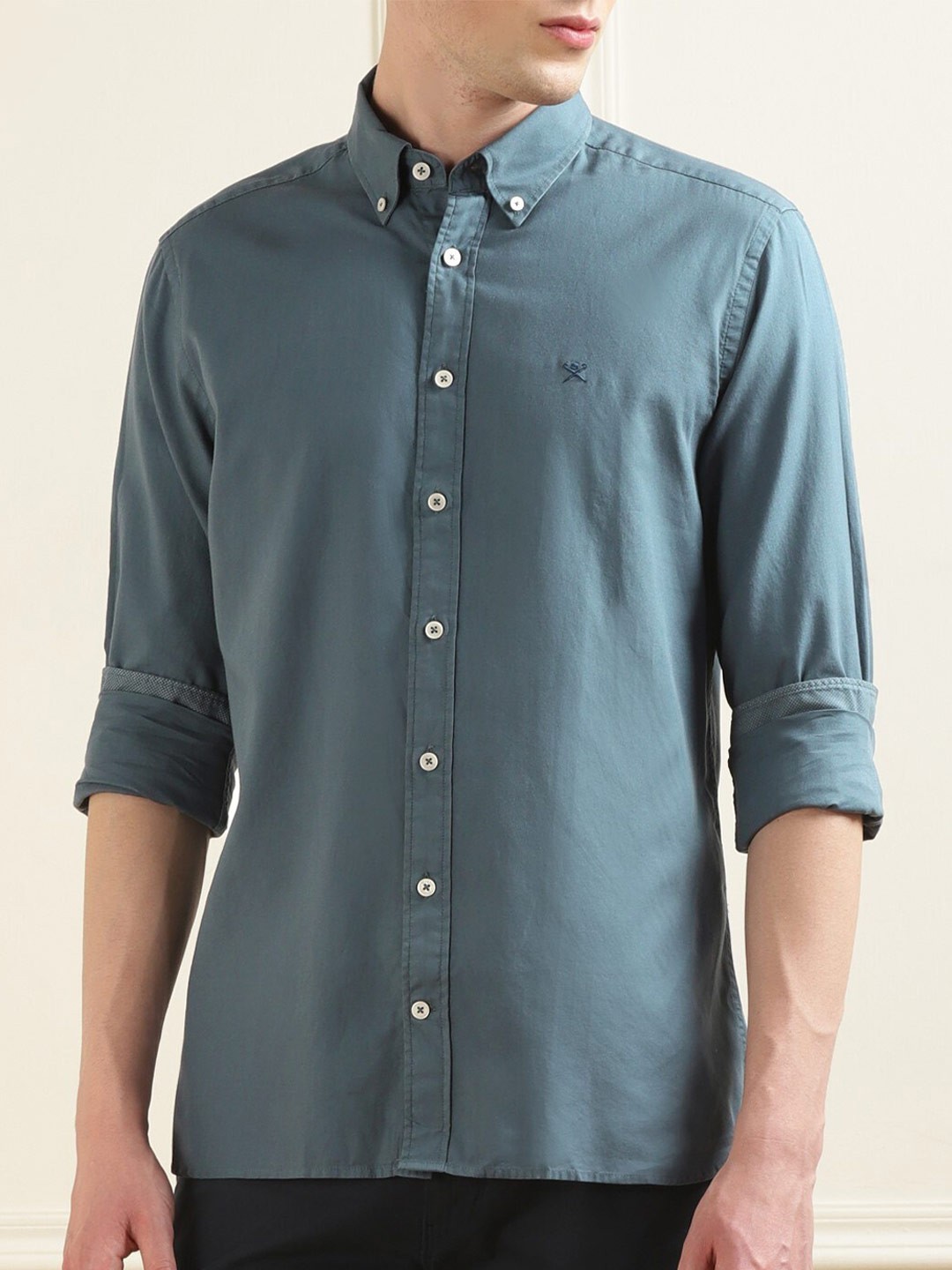 

HACKETT LONDON Button-Down Collar Pure Cotton Casual Shirt, Green