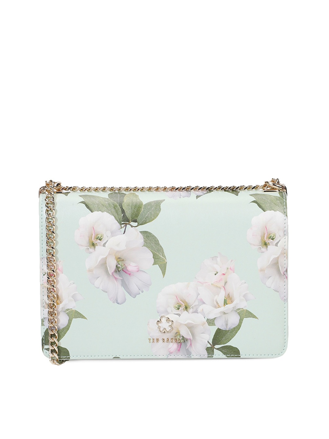 

Ted Baker Floral Printed Leather Structured Sling Bag, Sea green