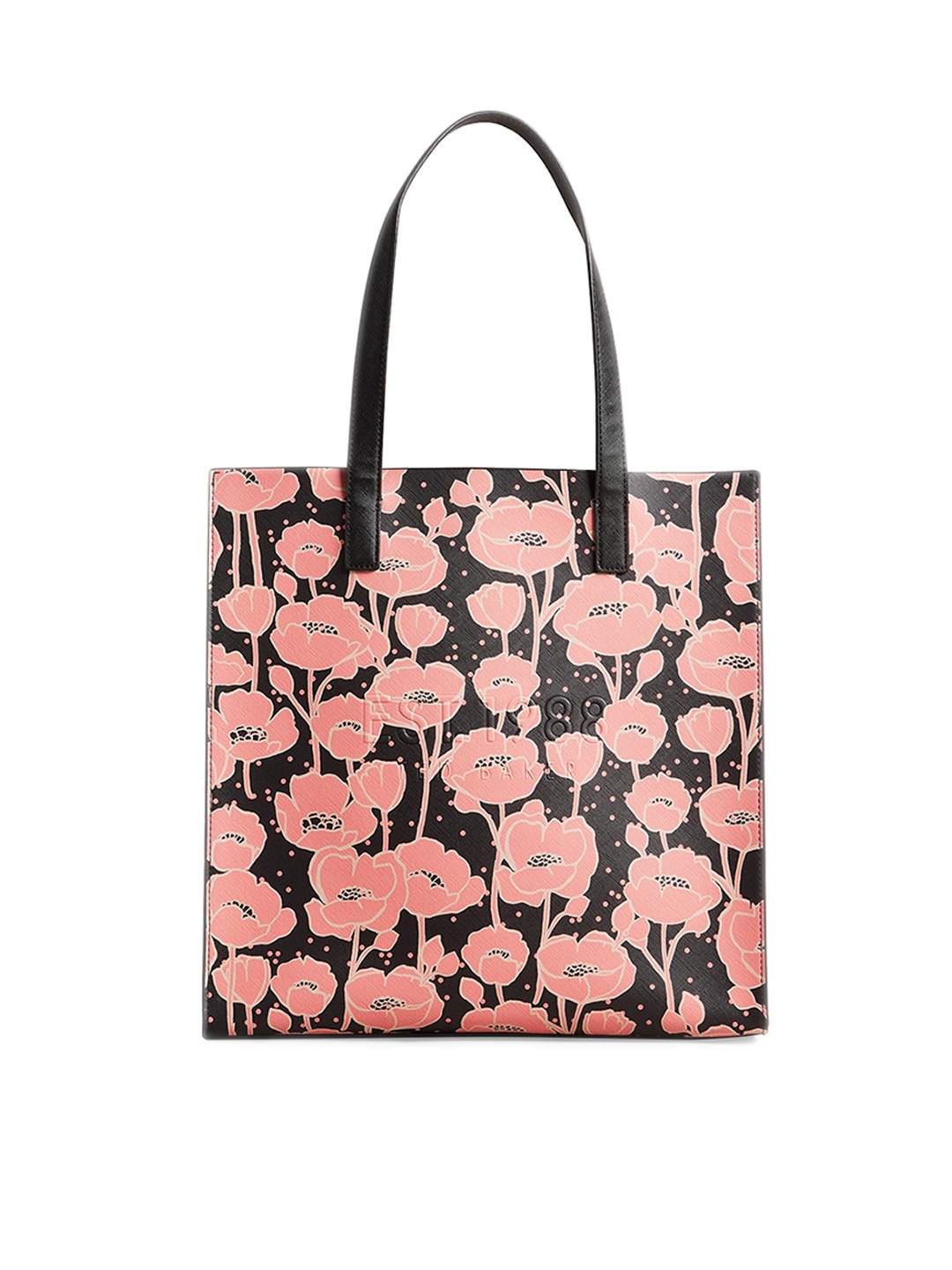 

Ted Baker Floral Printed Leather Structured Handheld Bag, Black