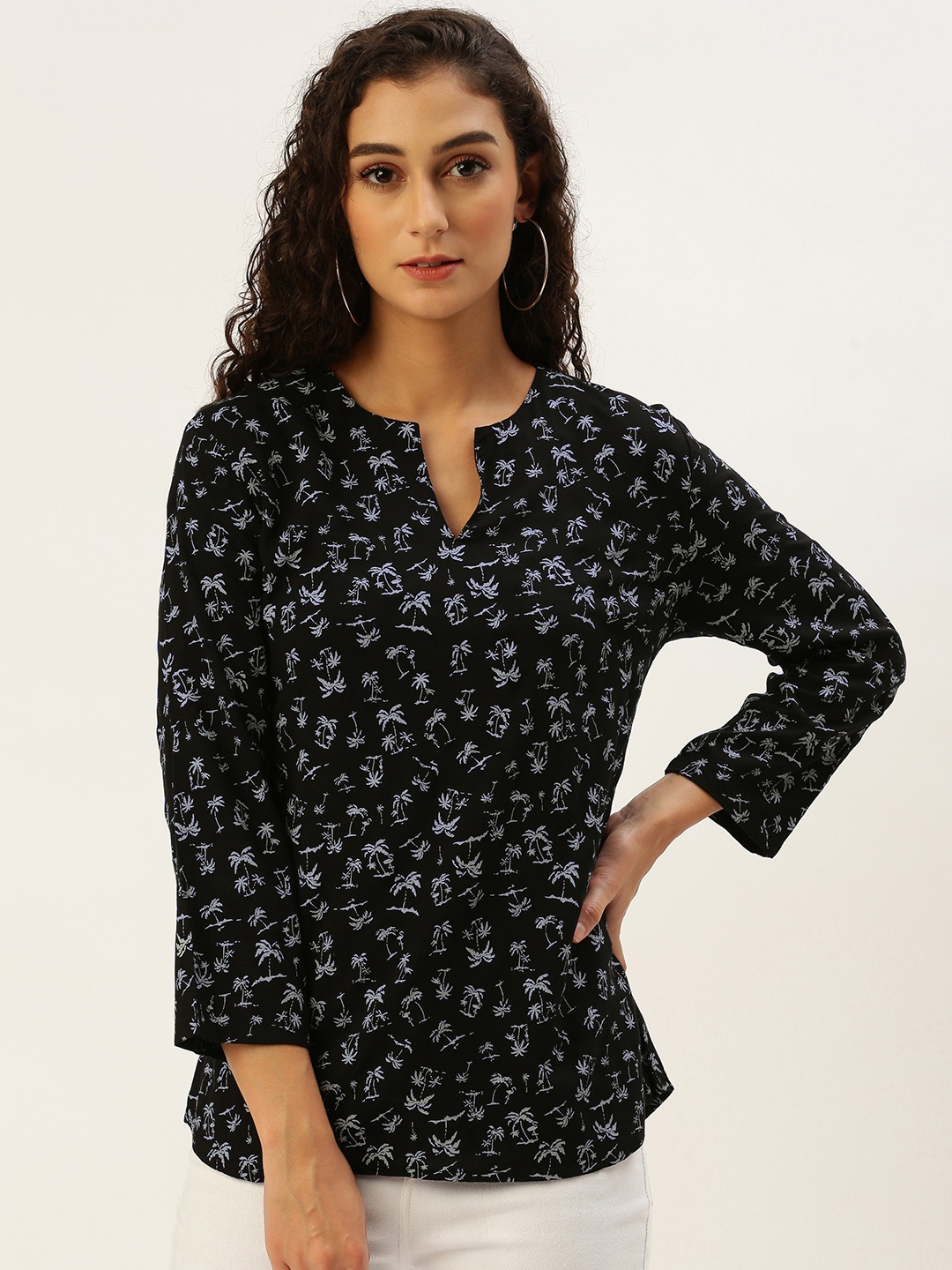

Bene Kleed Tropical Print Top, Black