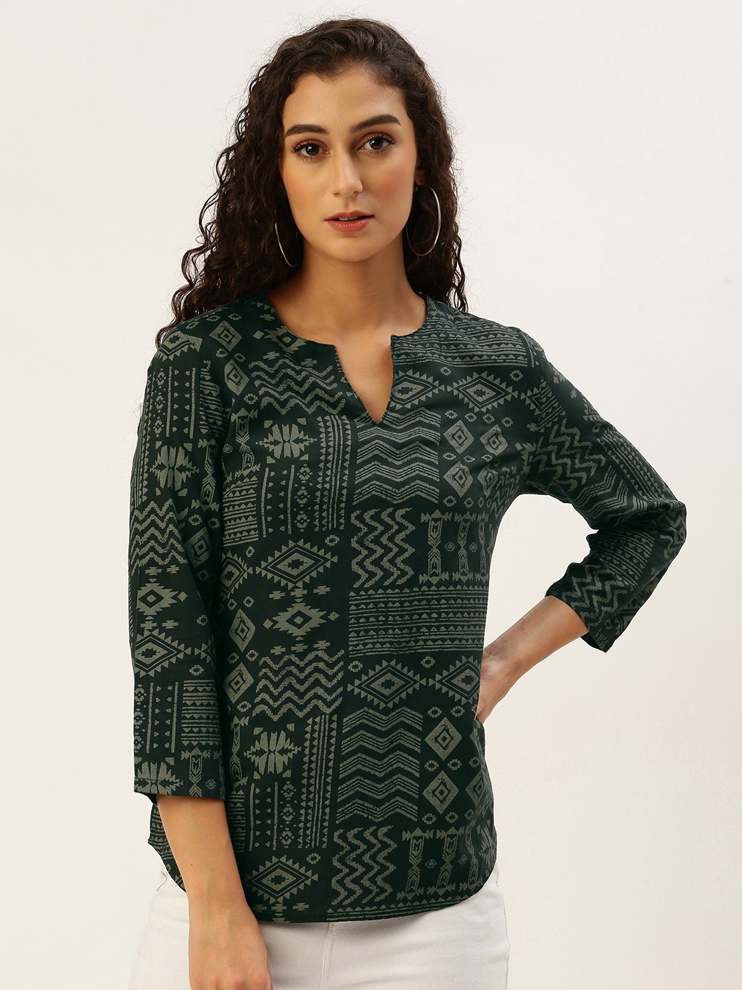 

Bene Kleed Tribal Print Top, Black