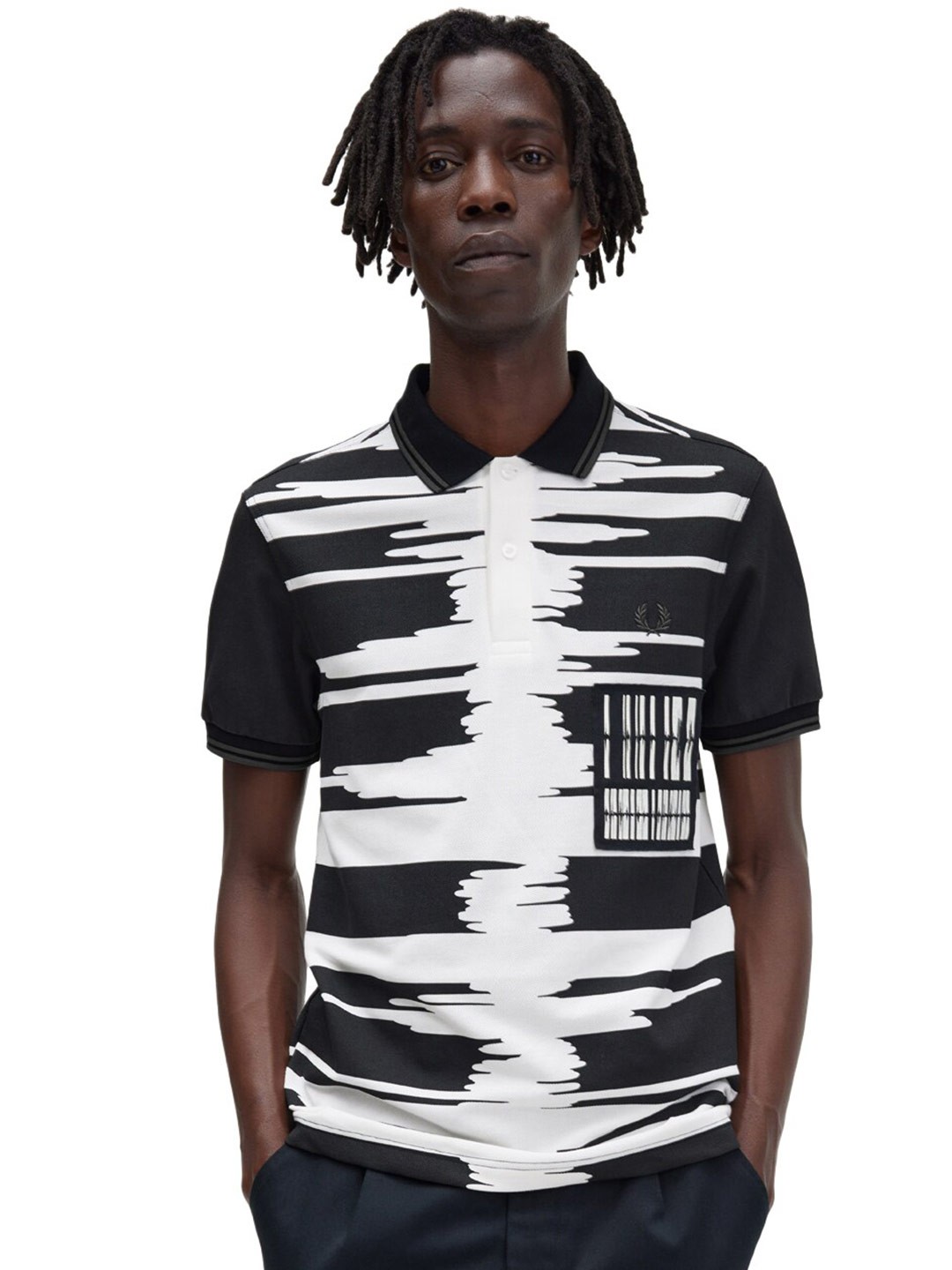 

Fred Perry Striped Polo Collar Pure Cotton T-shirt, Black