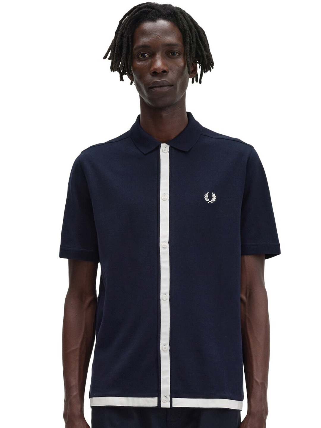 

Fred Perry Polo Collar Pure Cotton T-shirt, Navy blue