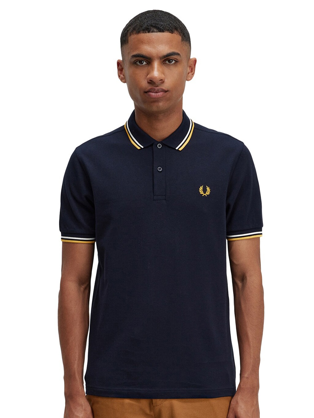 

Fred Perry Polo Collar Pure Cotton T-shirt, Navy blue