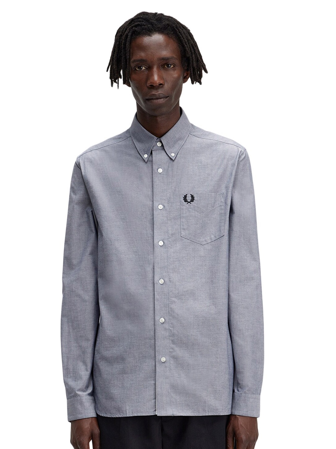 

Fred Perry Button-Down Collar Pure Cotton Casual Shirt, Grey