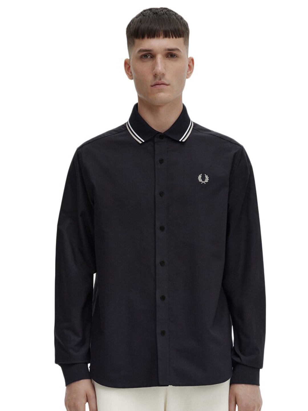 

Fred Perry Spread Collar Long Sleeves Cotton Casual Shirt, Black