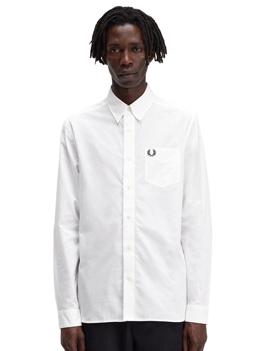 

Fred Perry Button-Down Collar Pure Cotton Casual Shirt, White