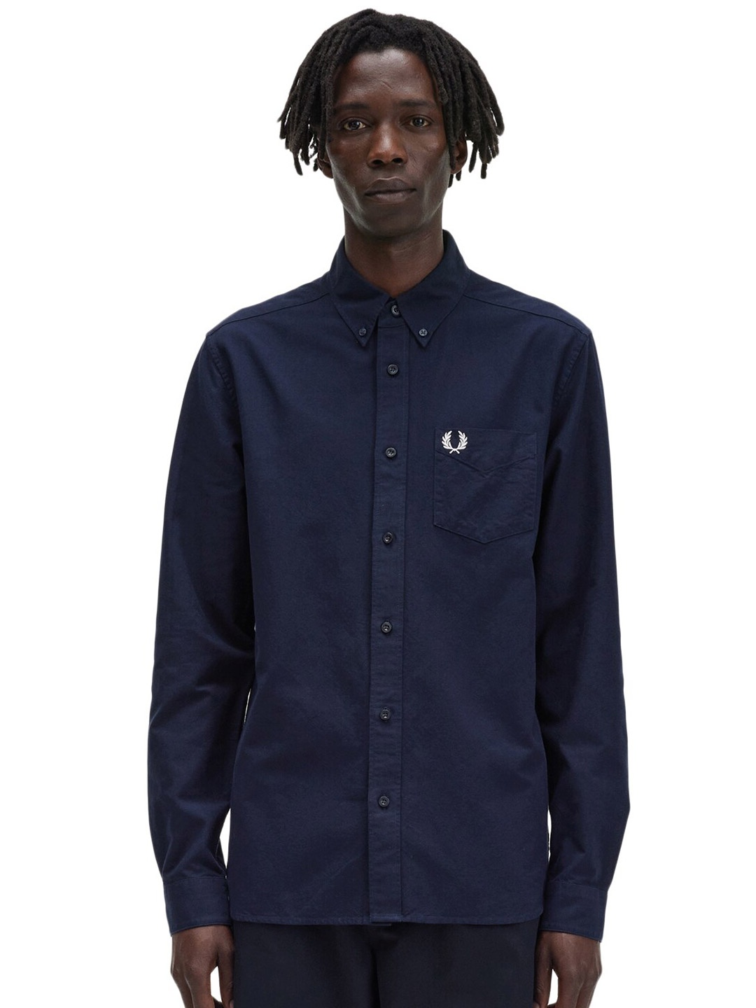 

Fred Perry Button-Down Collar Pure Cotton Casual Shirt, Navy blue