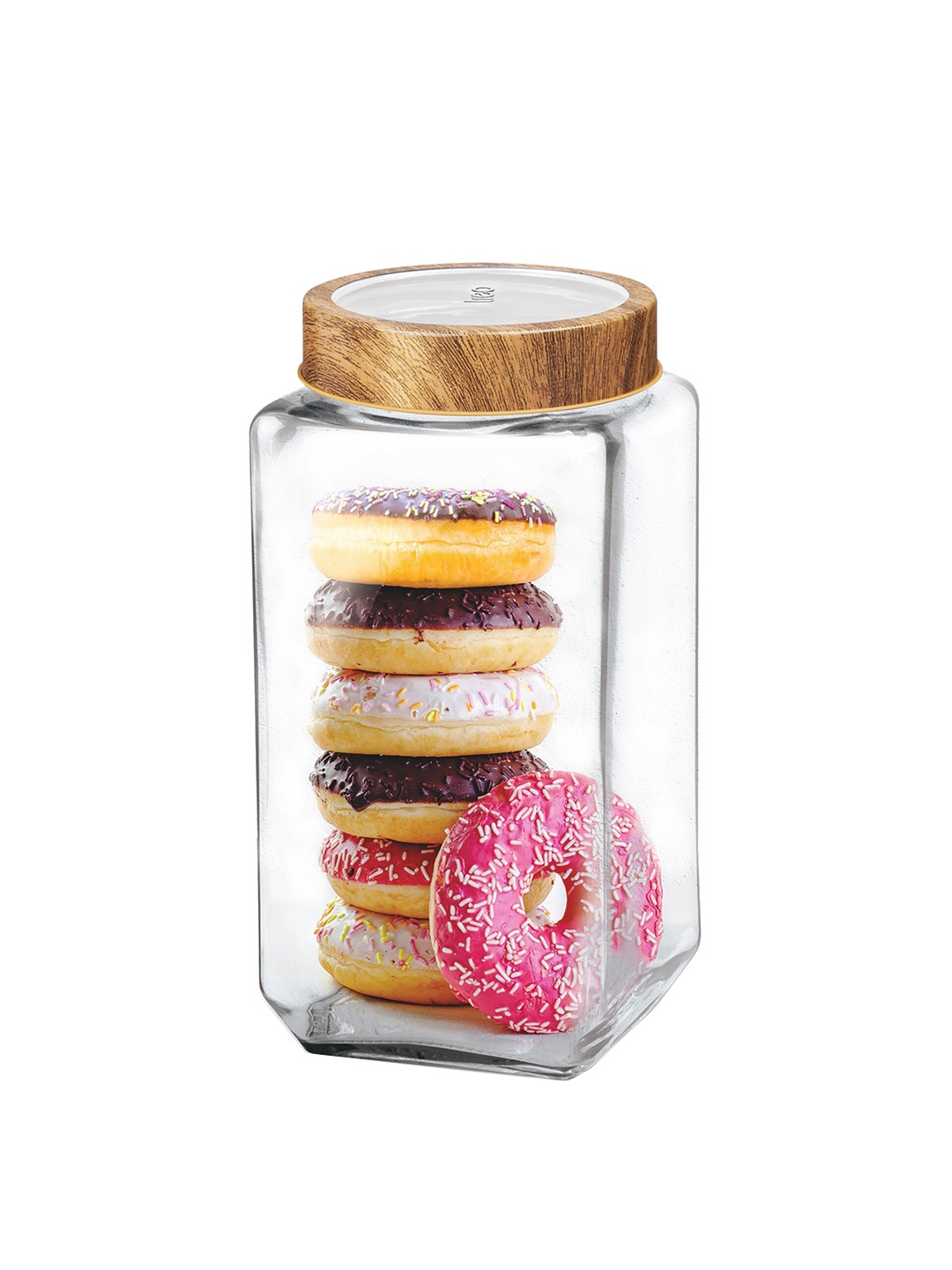 

Treo Woody Cube Storage Glass Transparent Jar 1.8 L