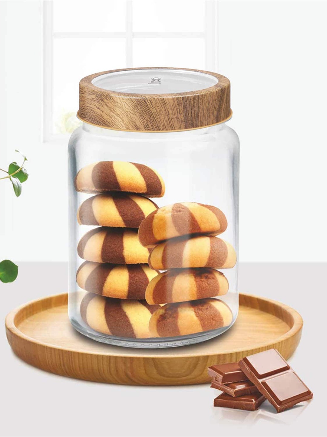 

Treo Woody Radius Storage Glass 3 Pieces Transparent Jar 700 ml Each