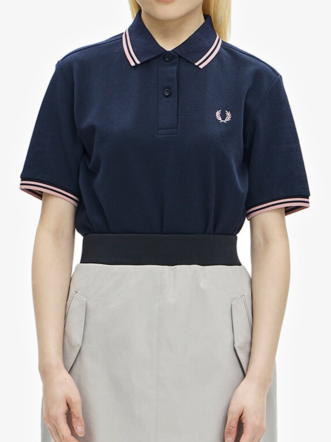 

Fred Perry Polo Collar Pure Cotton T-shirt, Navy blue