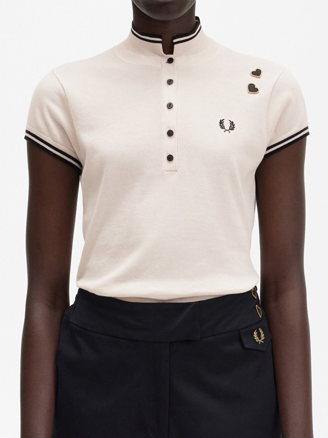 

Fred Perry High Neck Pure Cotton T-shirt, Pink
