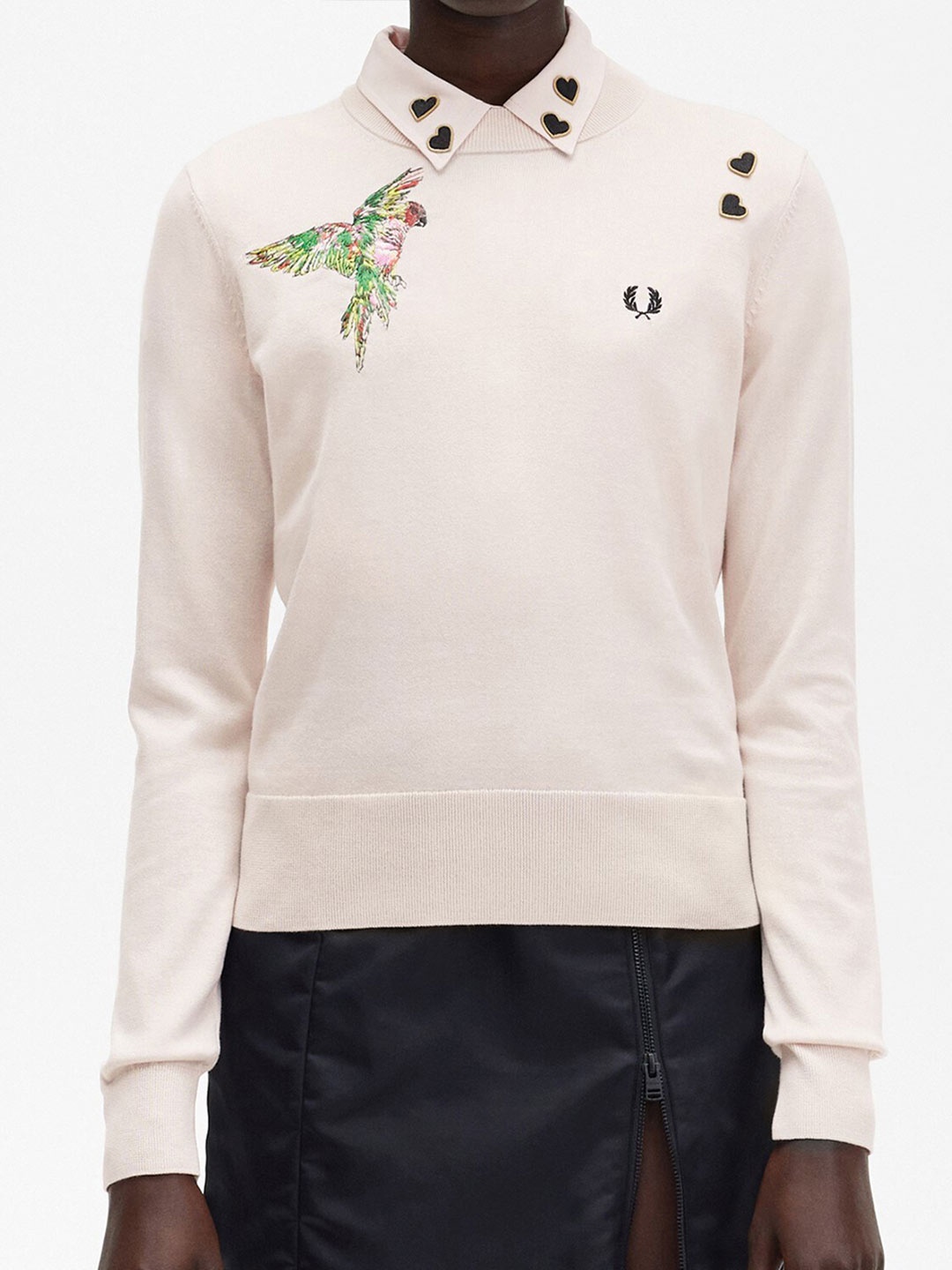 

Fred Perry Floral Embroidered Pure Cotton Pullover, Pink