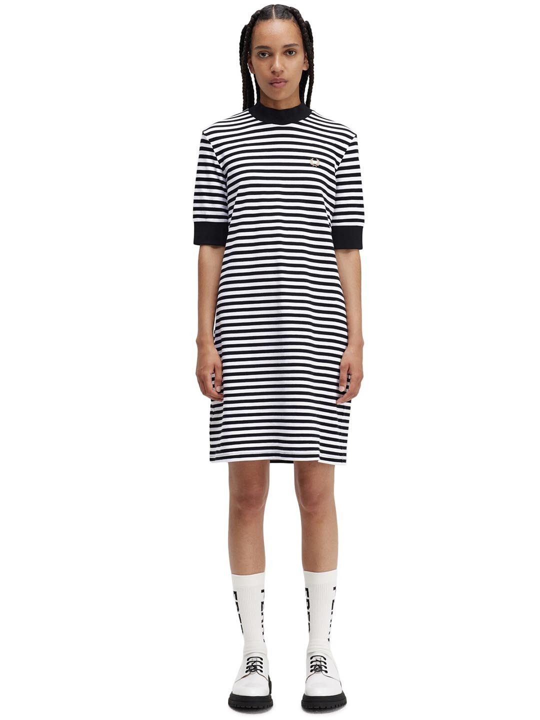

Fred Perry Pure Cotton Striped T-shirt Dress, White