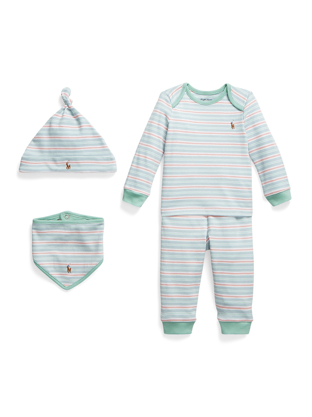 

Polo Ralph Lauren Infants Set of 3 Cotton Interlock Baby Apparel Gift Set, Blue