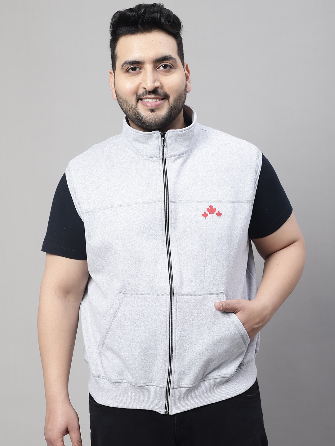 

Rute Plus Size Mock Collar Cotton Sweatshirt, Grey