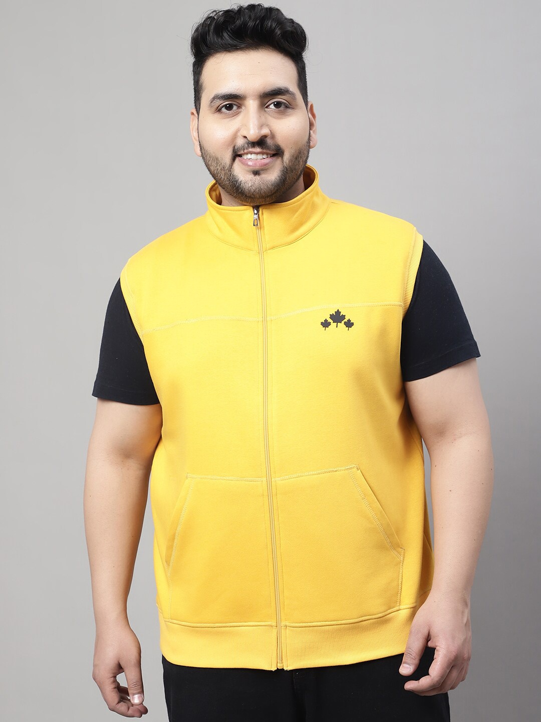 

Rute Men Plus Size Mock Collar Cotton Sweatshirt, Yellow