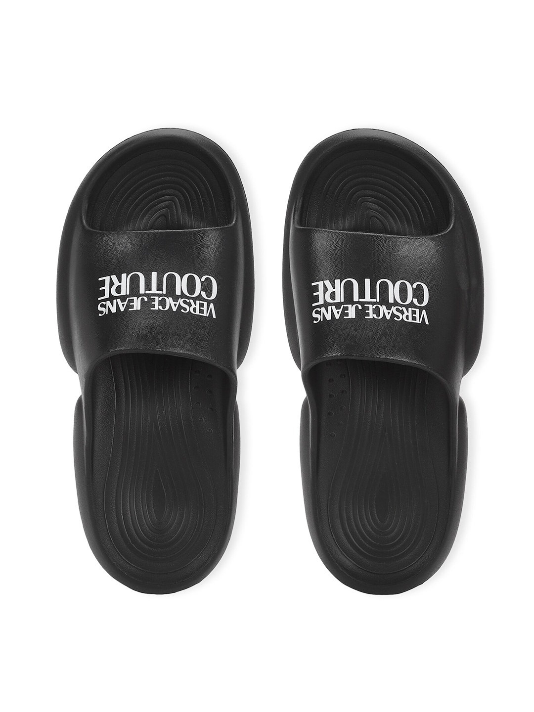 

Versace Jeans Couture Men Brand Printed Sliders, Black