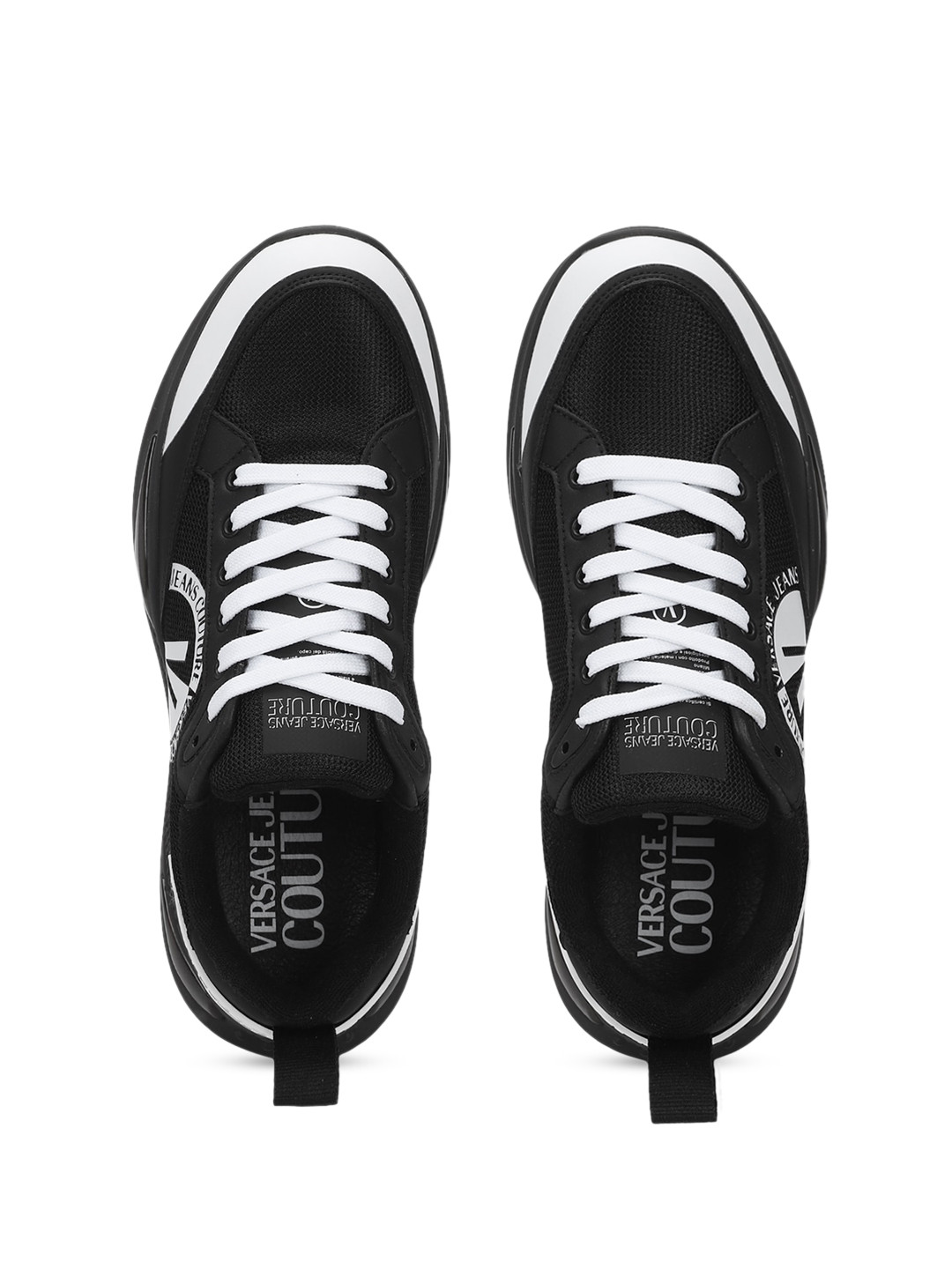 

Versace Jeans Couture Men Printed Leather Sneakers, Black
