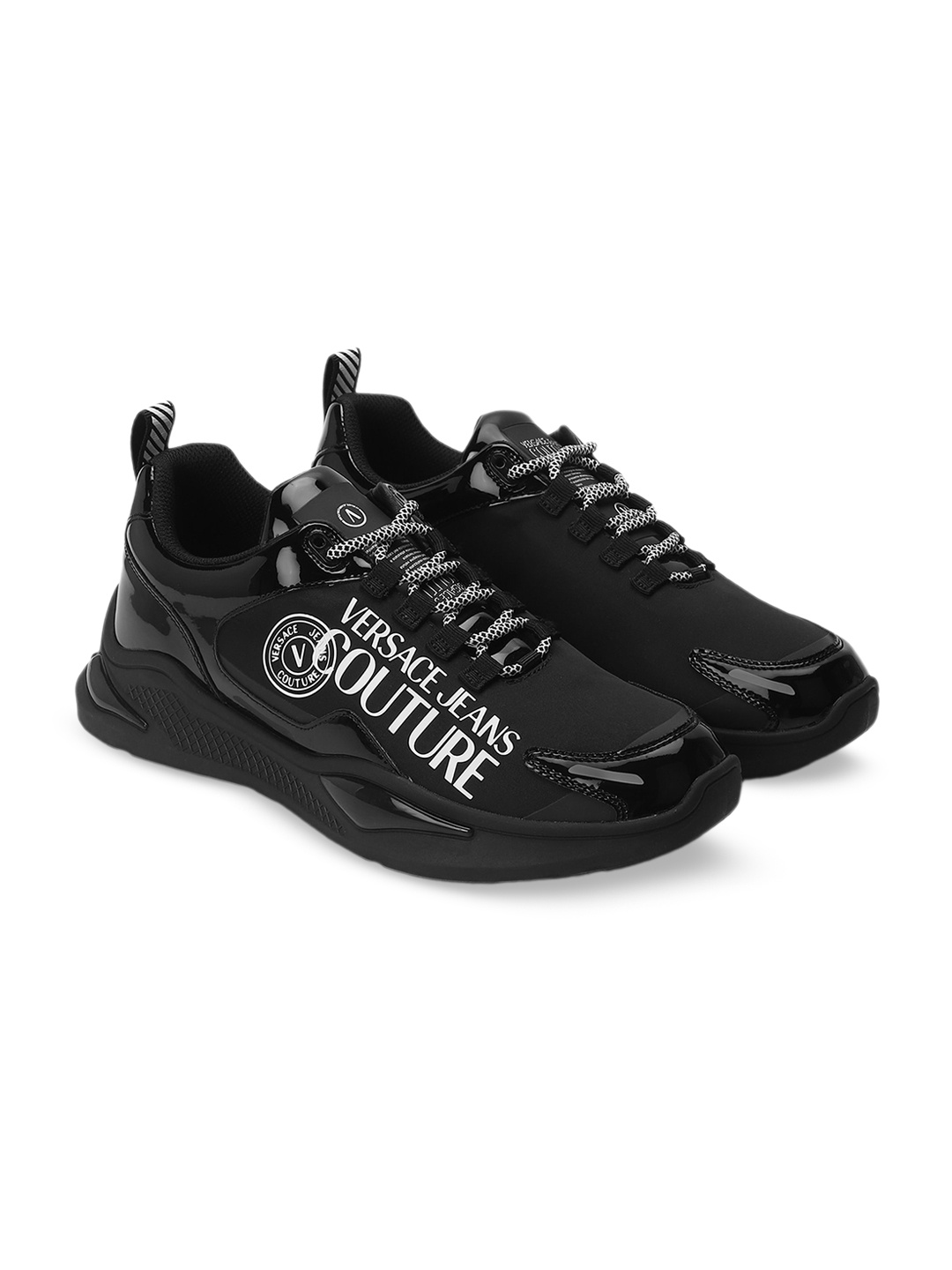 

Versace Jeans Couture Men Printed Leather Basics Sneakers, Black