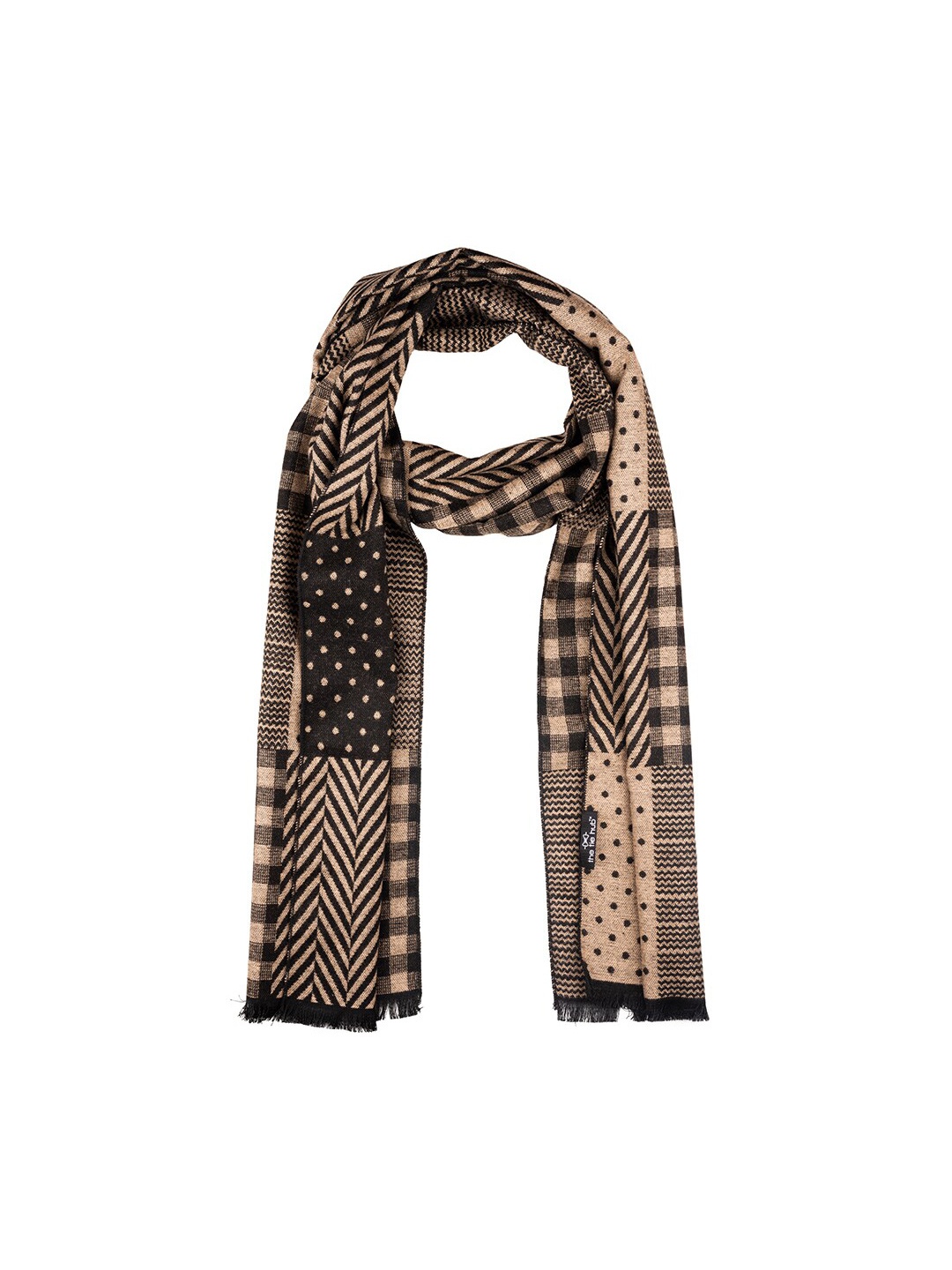 

The Tie Hub Men Wool Printed Scarf, Cream