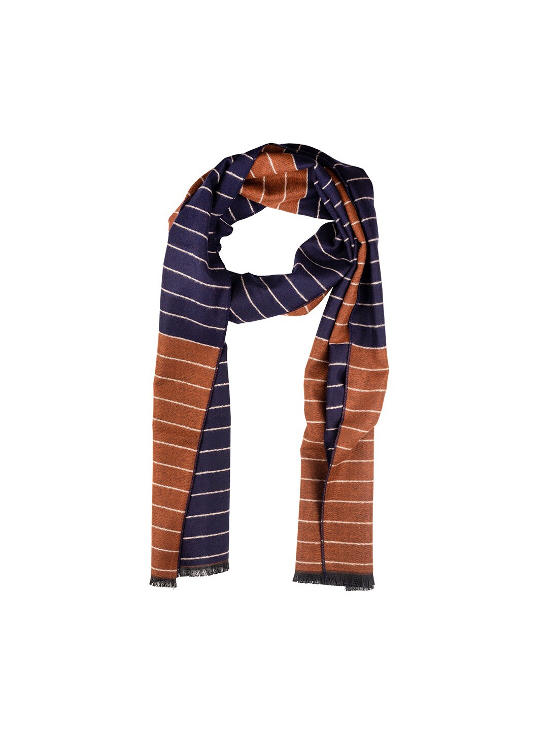 

The Tie Hub Men Woolen Striped Scarf, Brown