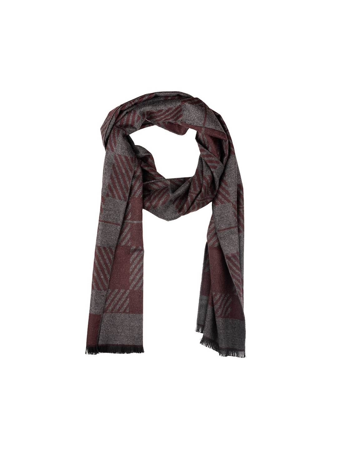

The Tie Hub Men Woolen Checked Scarf, Maroon