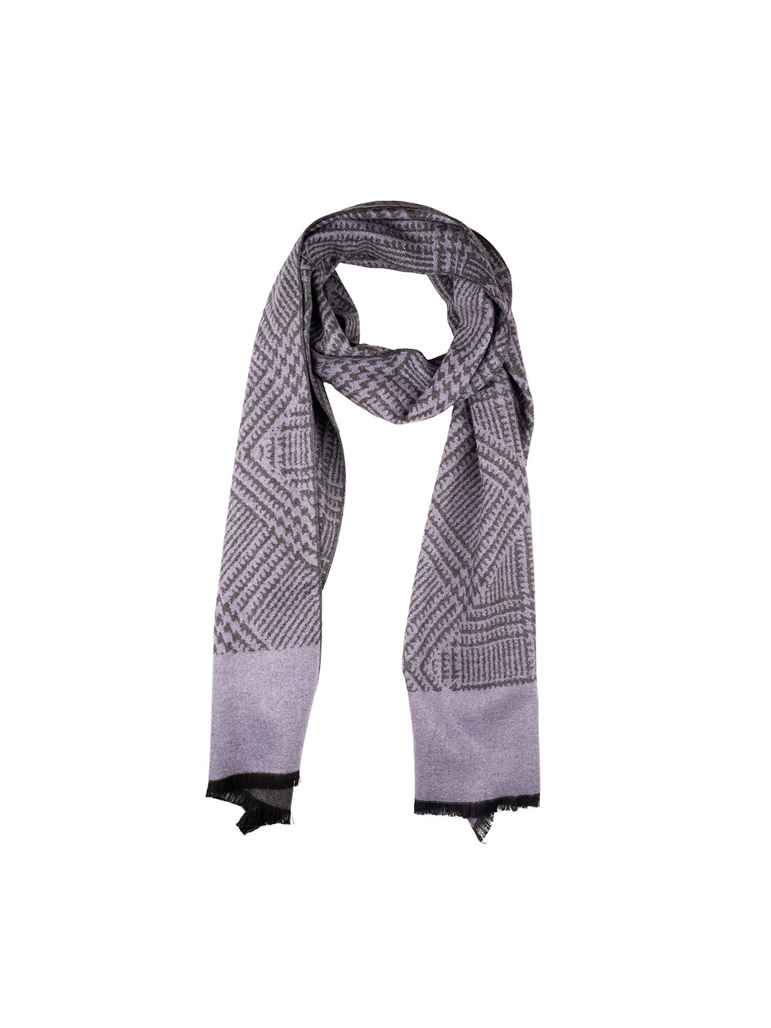 

The Tie Hub Men Woolen Printed Scarf, Grey