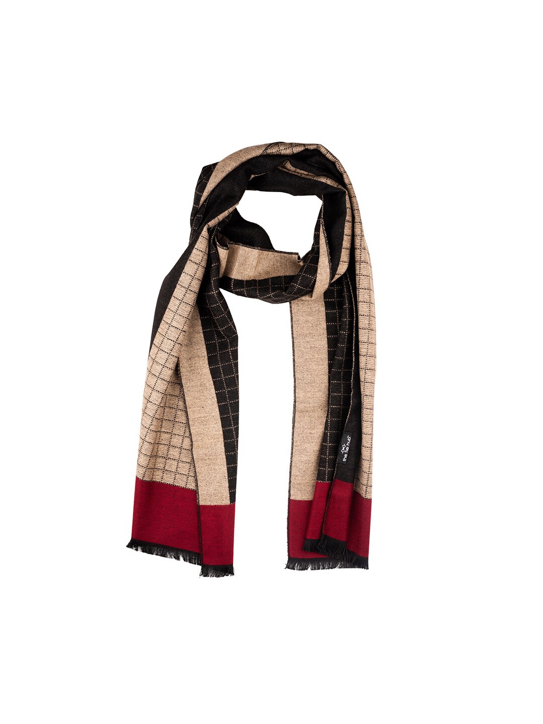 

The Tie Hub Men Woolen Checked Scarf, Black