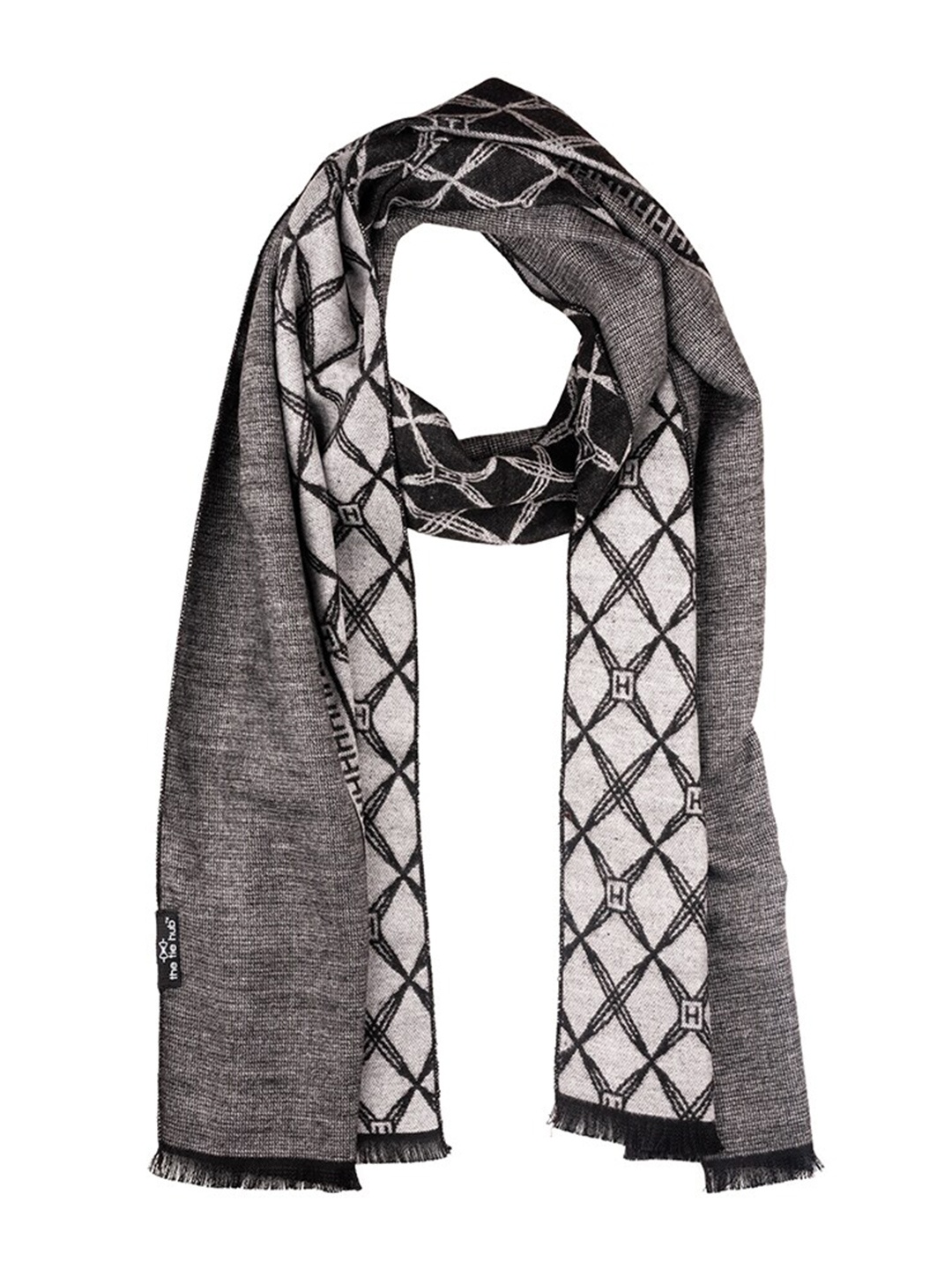 

The Tie Hub Men Woolen Checked Scarf, Black