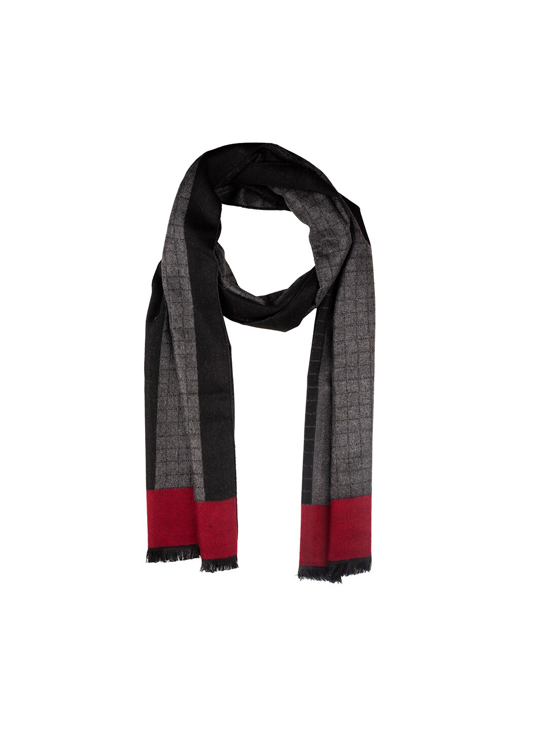 

The Tie Hub Men Woolen Checked Scarf, Black