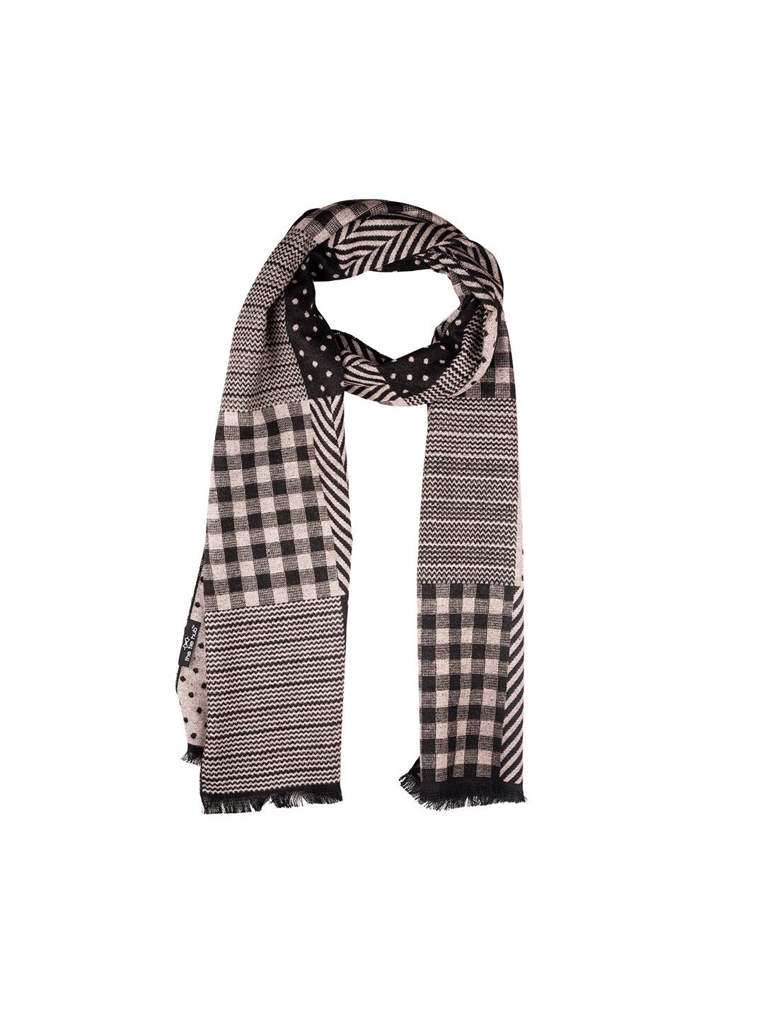 

The Tie Hub Men Woolen Checked Scarf, Black