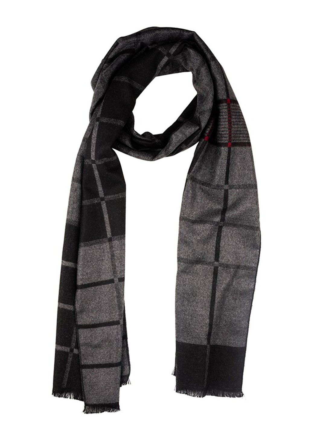 

The Tie Hub Men Woolen Checked Scarf, Grey