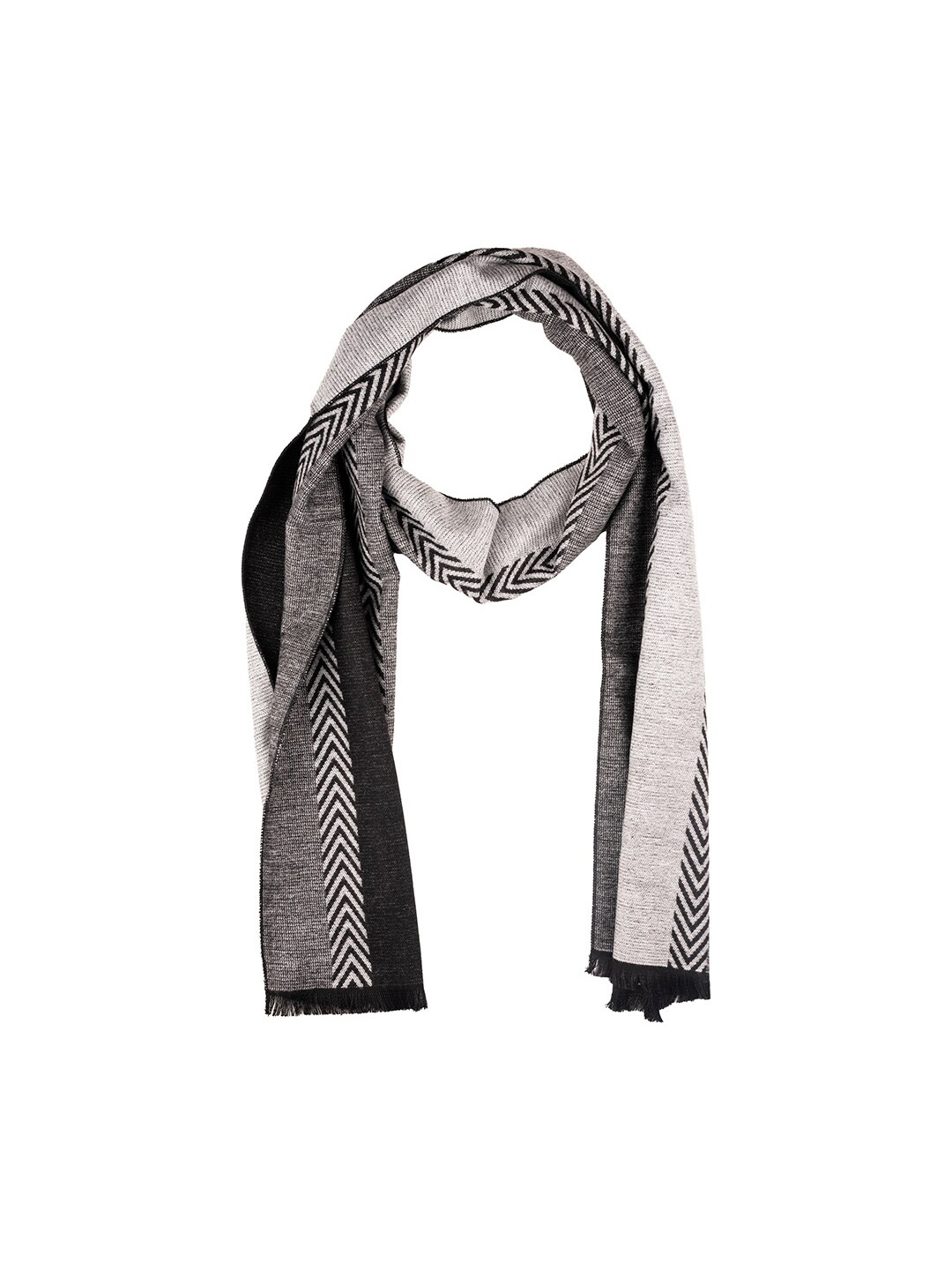 

The Tie Hub Men Woolen Colourblocked Scarf, Black