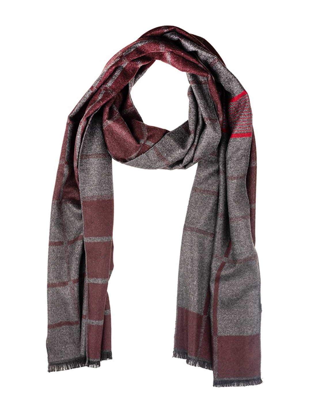 

The Tie Hub Men Woolen Checked Scarf, Grey
