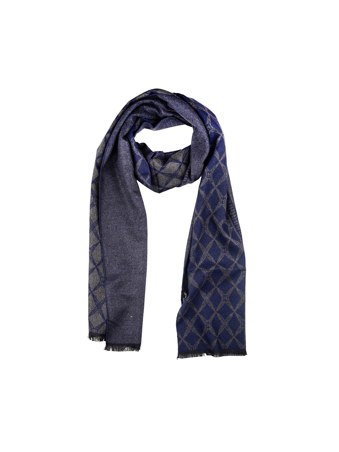 

The Tie Hub Men Woolen Printed Scarf, Blue