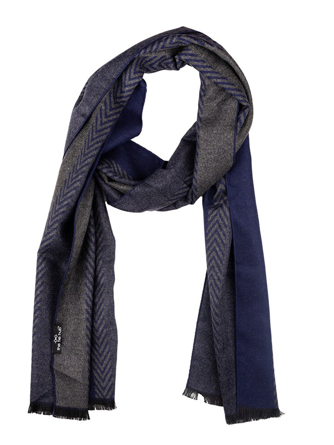 

The Tie Hub Men Woolen Self Design Scarf, Blue