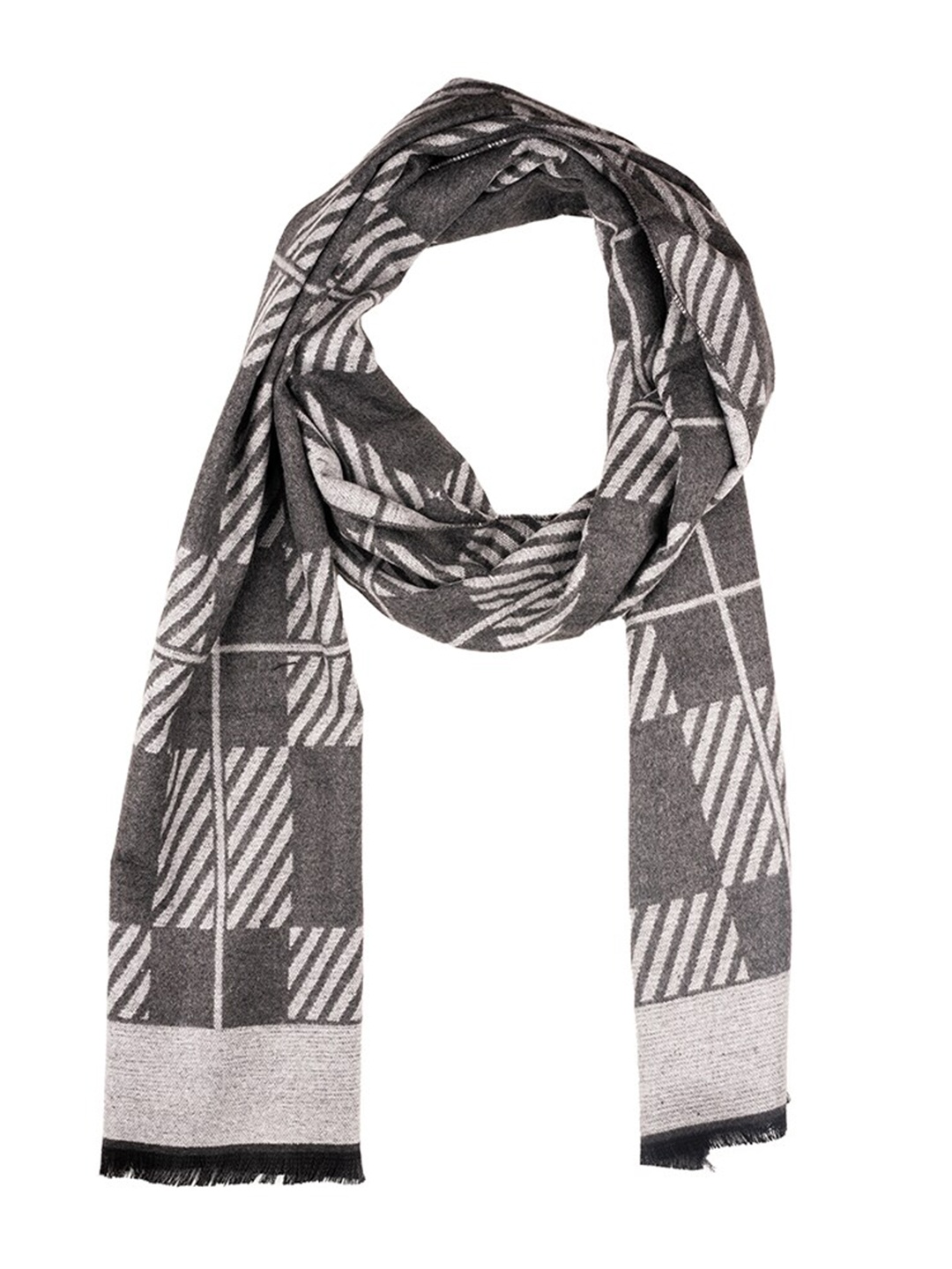 

The Tie Hub Men Woolen Checked Scarf, Grey
