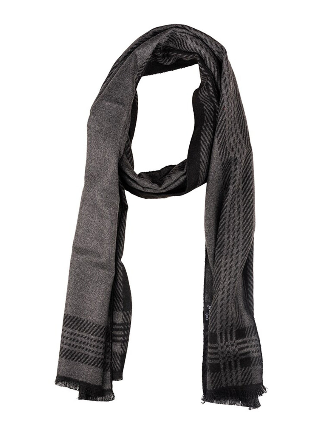 

The Tie Hub Men Woolen Striped Scarf, Black