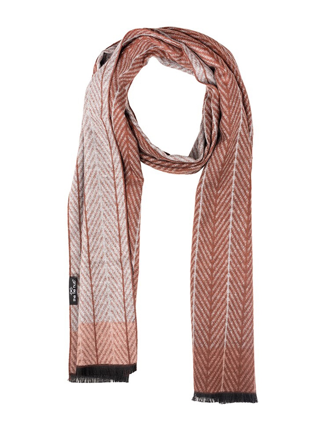 

The Tie Hub Men Woolen Striped Scarf, Brown