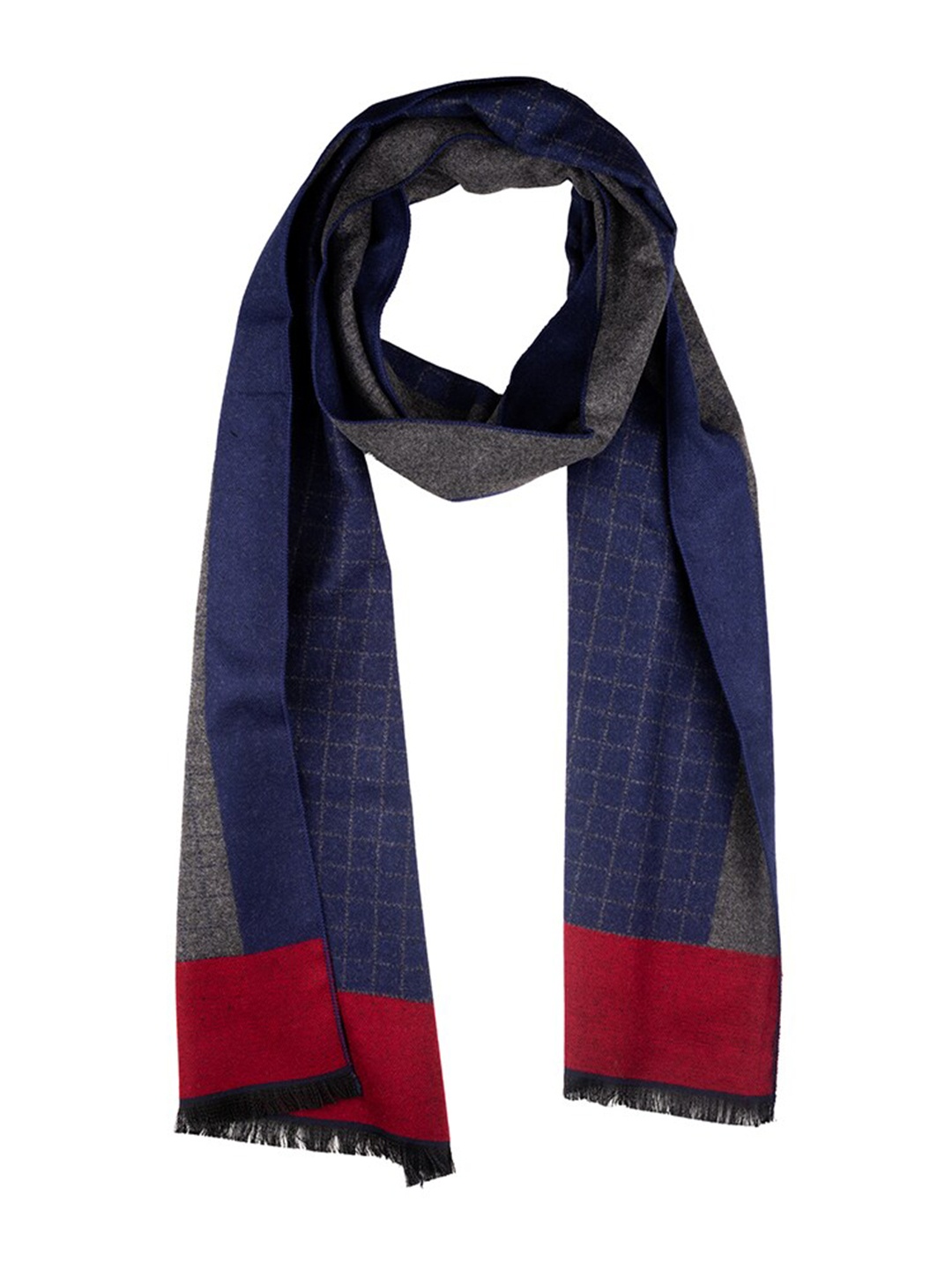

The Tie Hub Men Woolen Checked Scarf, Grey