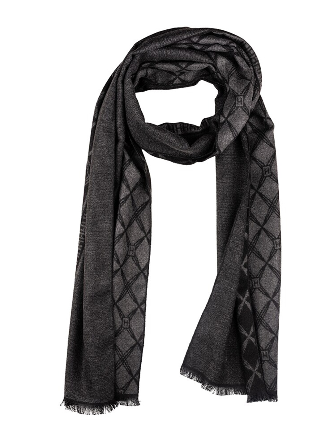 

The Tie Hub Men Woolen Checked Scarf, Black