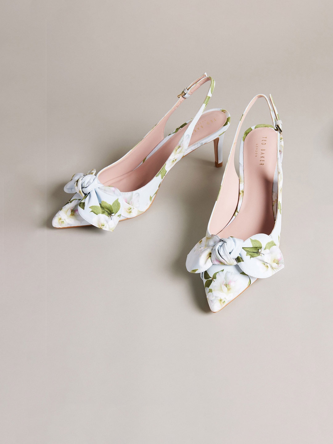 

Ted Baker Pointed Toe Printed Stiletto Mules With Bows, Green