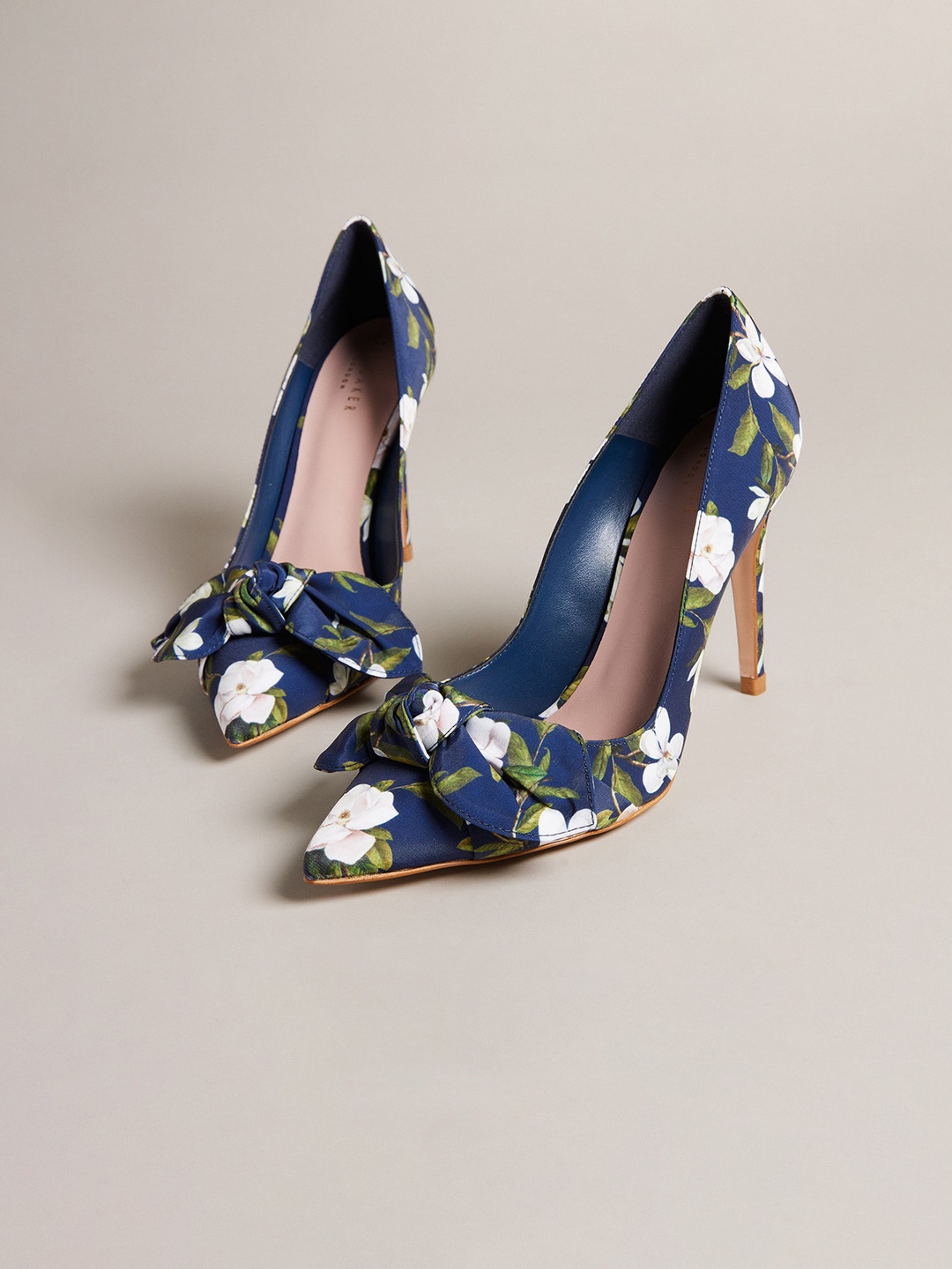 

Ted Baker Printed Stiletto Pumps With Bows, Navy blue