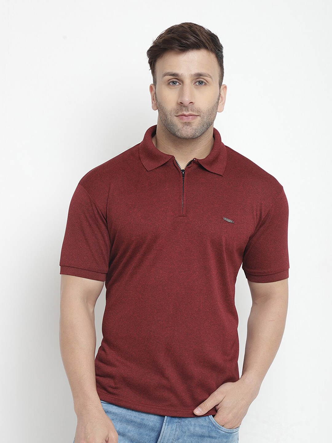 

GRITSTONES Polo Collar Short Sleeve T-Shirt, Maroon
