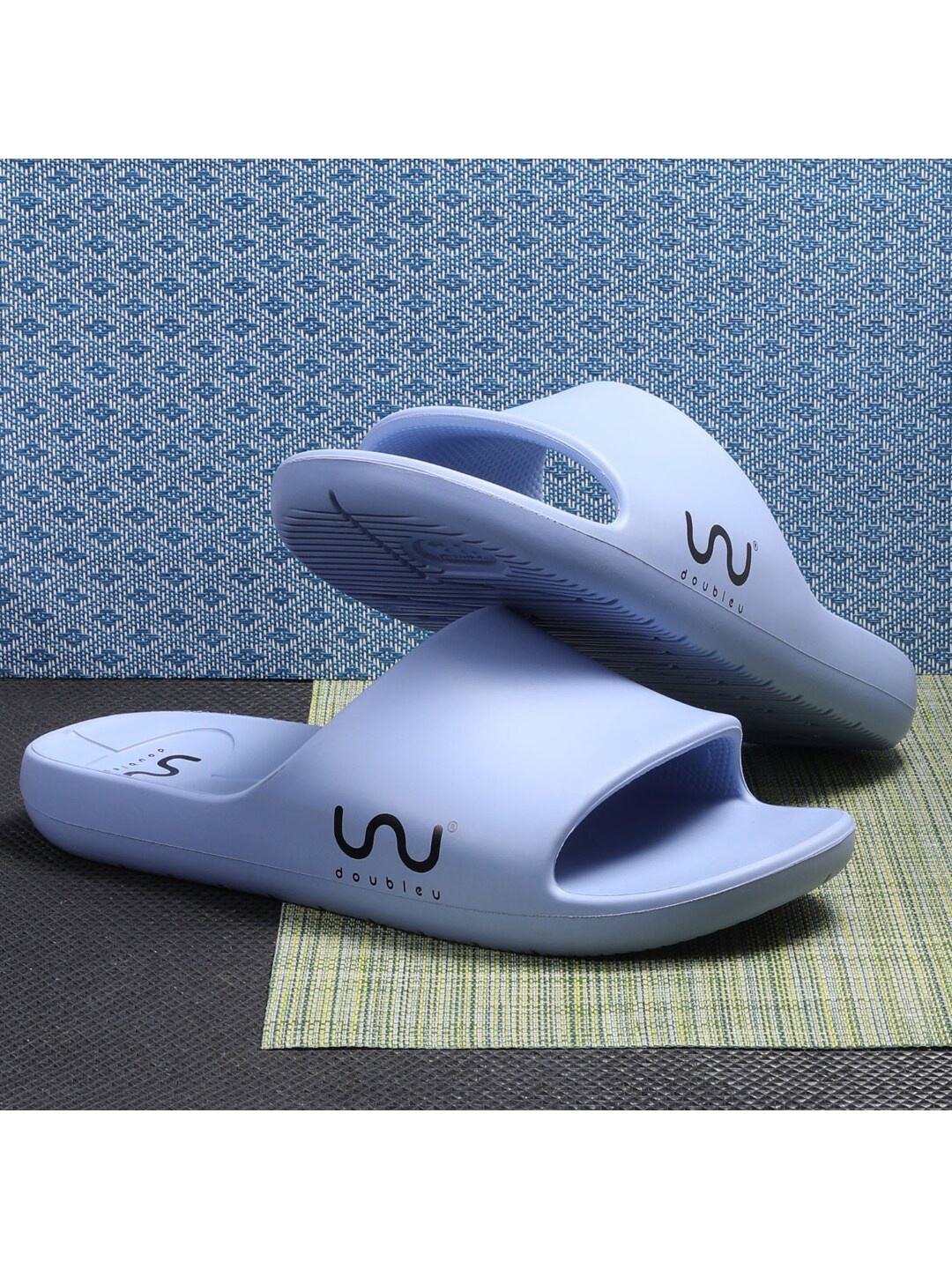 Doubleu Women Rubber Sliders, Blue