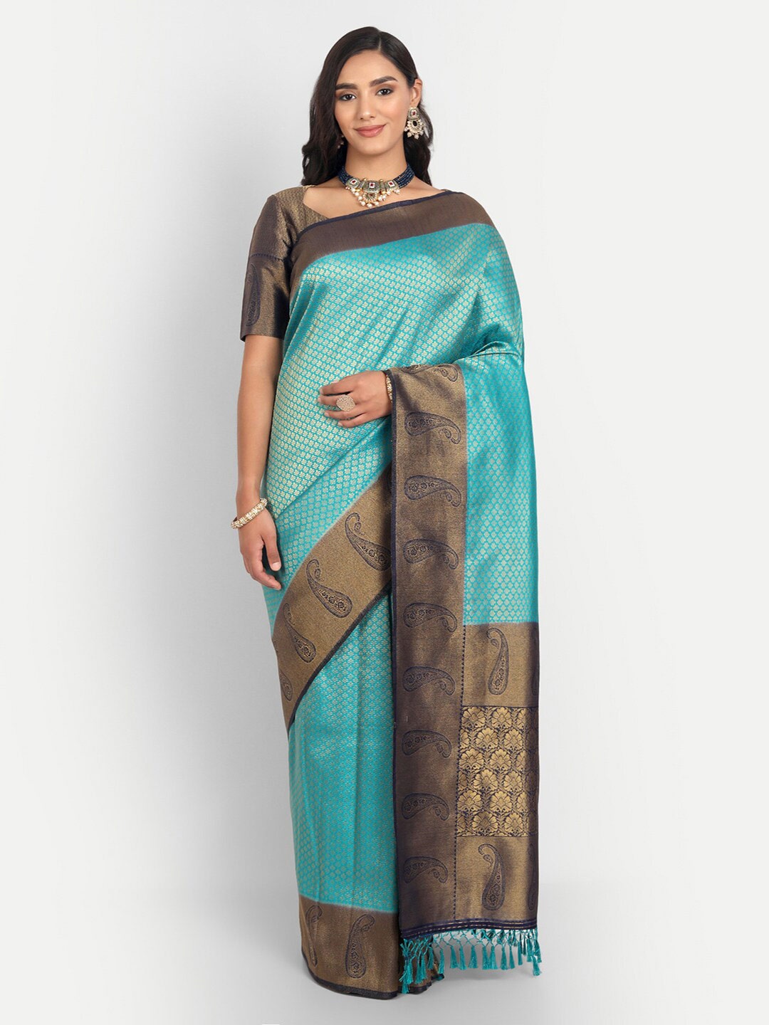 

Vardha Ethnic Motif Woven Design Zari Kanjeevaram Saree, Blue