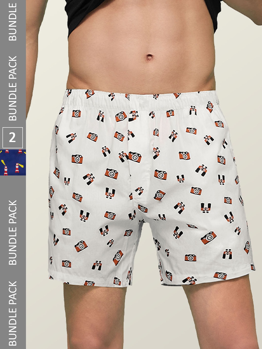 

XYXX Men's Pack of 2 Remix IntelliEaze Super Combed Cotton Boxers, White